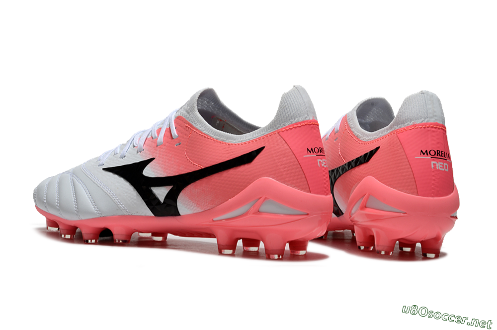 Men's Mizuno Morelia Neo IV Bate FG Football Boots - White/Pink/Black 5