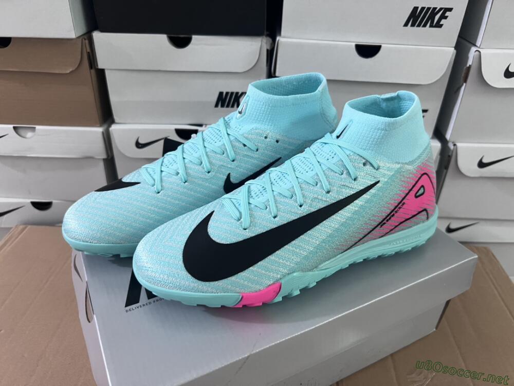 Unisex Nike Air Zoom Mercurial Superfly 10 Elite TF Football Shoes - Green/Pink/Black