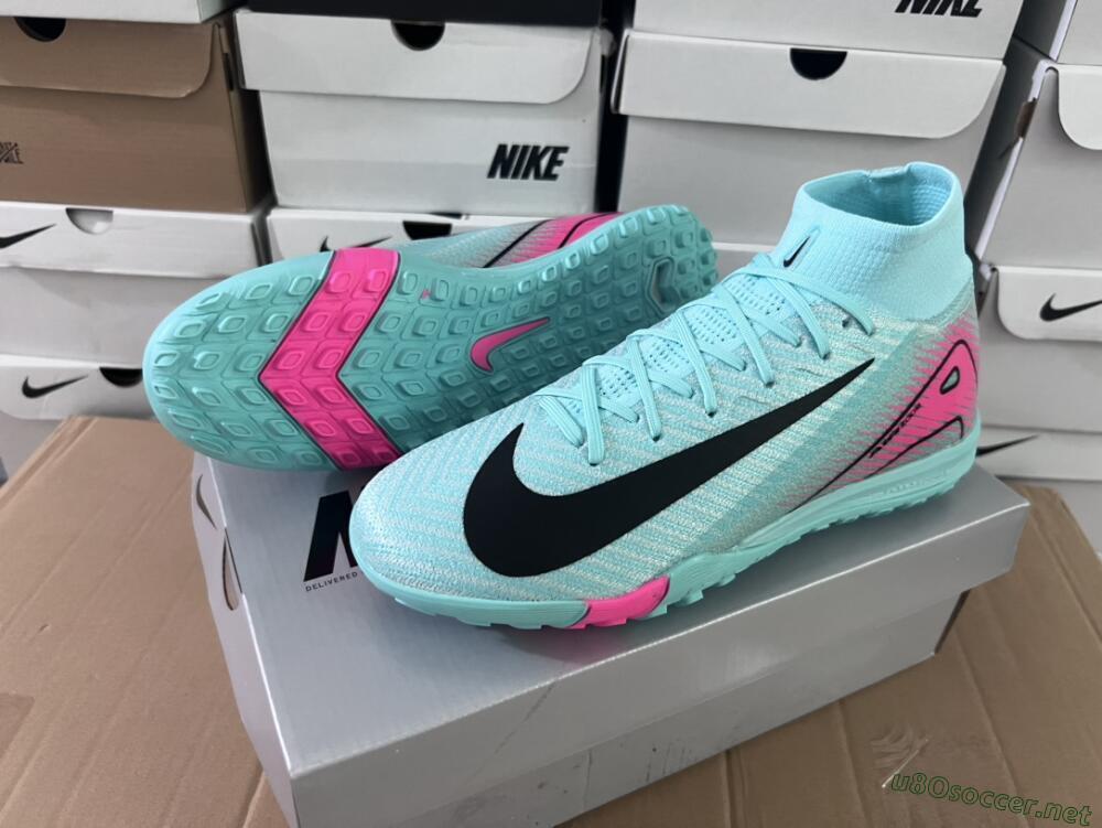 Unisex Nike Air Zoom Mercurial Superfly 10 Elite TF Football Shoes - Green/Pink/Black