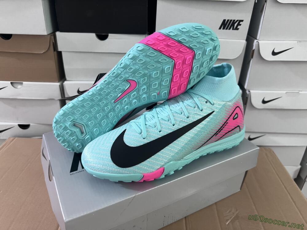 Unisex Nike Air Zoom Mercurial Superfly 10 Elite TF Football Shoes - Green/Pink/Black