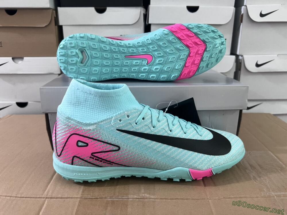 Unisex Nike Air Zoom Mercurial Superfly 10 Elite TF Football Shoes - Green/Pink/Black