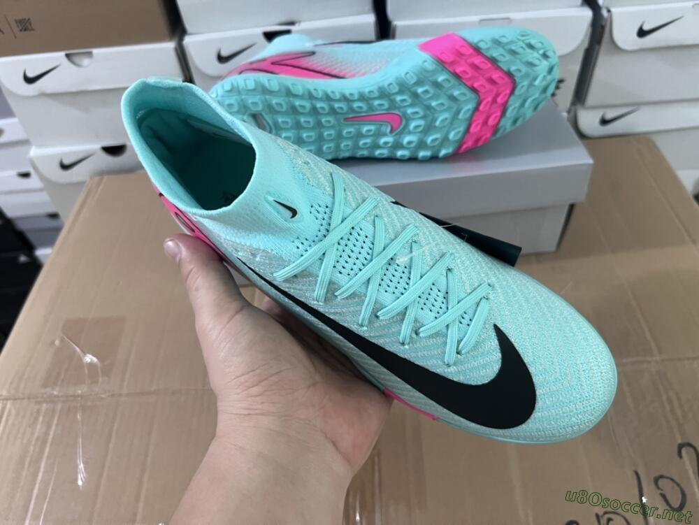 Unisex Nike Air Zoom Mercurial Superfly 10 Elite TF Football Shoes - Green/Pink/Black