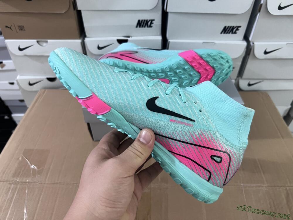 Unisex Nike Air Zoom Mercurial Superfly 10 Elite TF Football Shoes - Green/Pink/Black