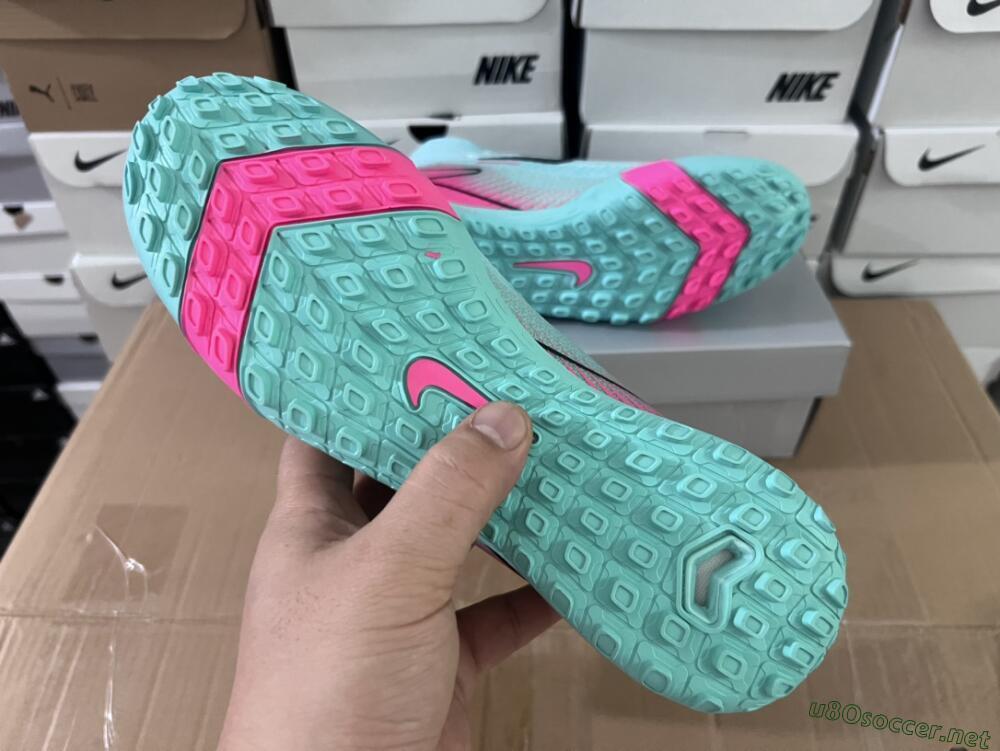 Unisex Nike Air Zoom Mercurial Superfly 10 Elite TF Football Shoes - Green/Pink/Black