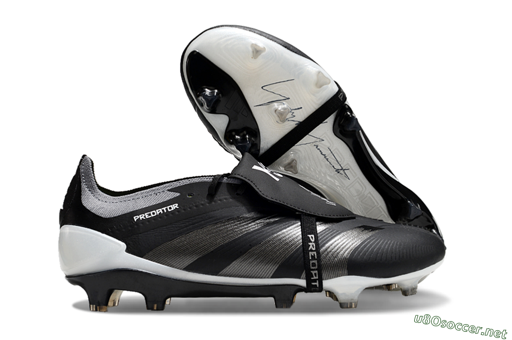 Men's Adidas Predator Elite Foldover Tongue FG Football Boots - Black/Grey/White 2