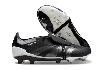 Men's Adidas Predator Elite Foldover Tongue FG Football Boots - Black/Grey/White