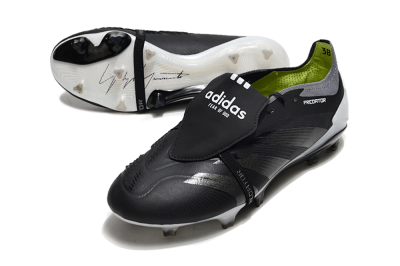 Men's Adidas Predator Elite Foldover Tongue FG Football Boots - Black/Grey/White