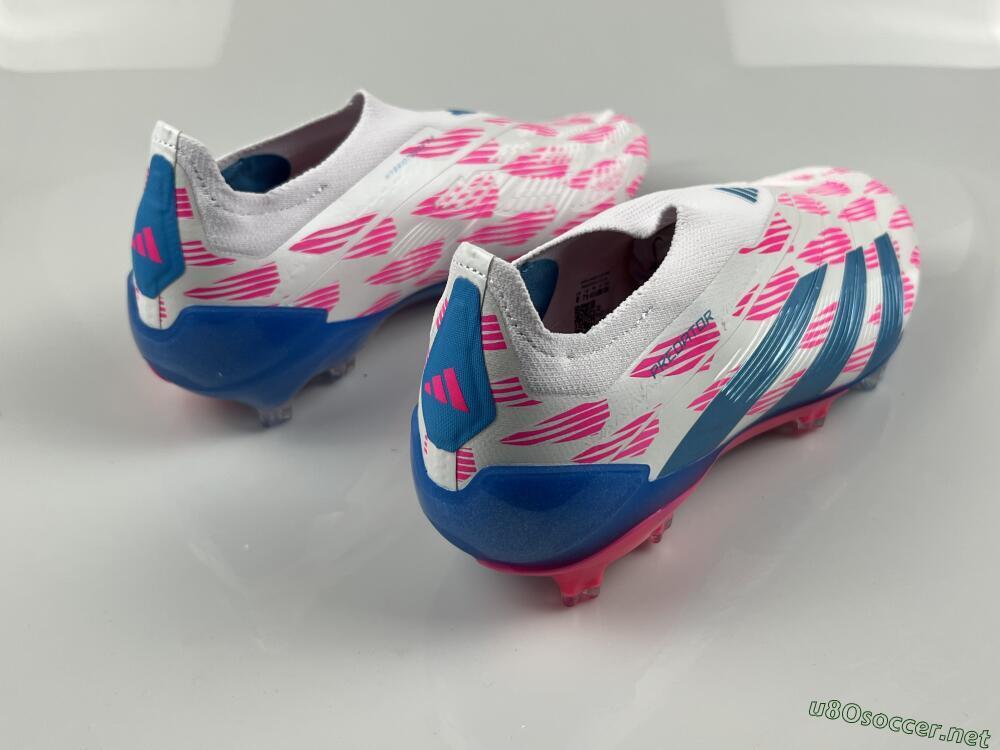Men's Adidas Predator Elite 24 Laceless FG Football Boots - White/Pink/Blue