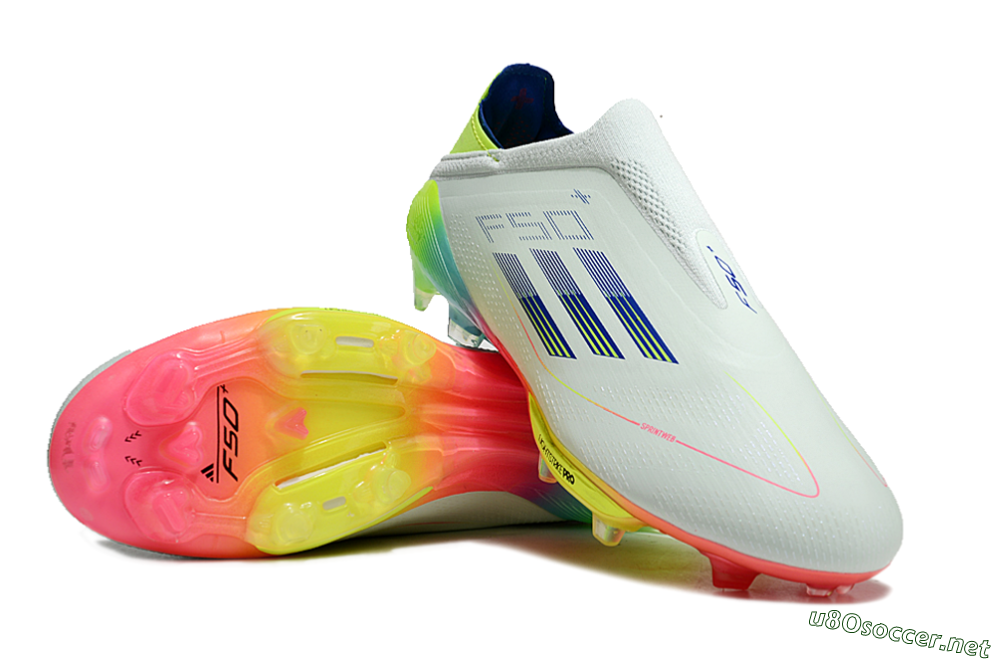 Unisex Adidas F50+ Lightstrike Pro Laceless FG Football Boots - Jade/Rainbow 3