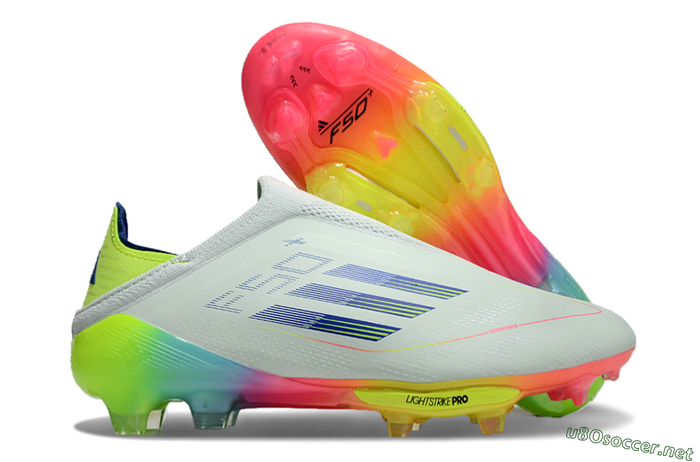Unisex Adidas F50+ Lightstrike Pro Laceless FG Football Boots - Jade/Rainbow 2