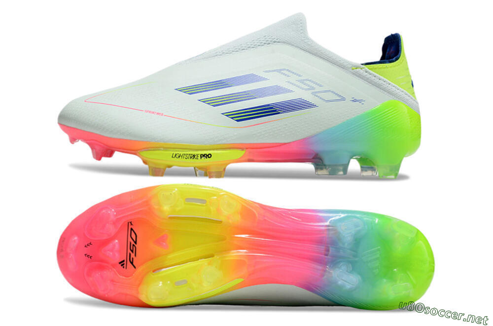 Unisex Adidas F50+ Lightstrike Pro Laceless FG Football Boots - Jade/Rainbow 1