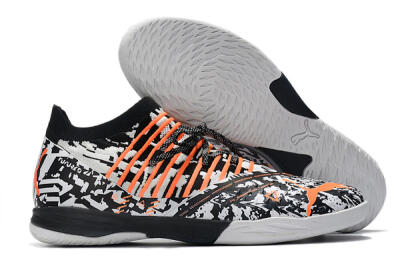Men's Puma Future Z 1.3 Teazer IC Football Shoes - White/Black/Orange