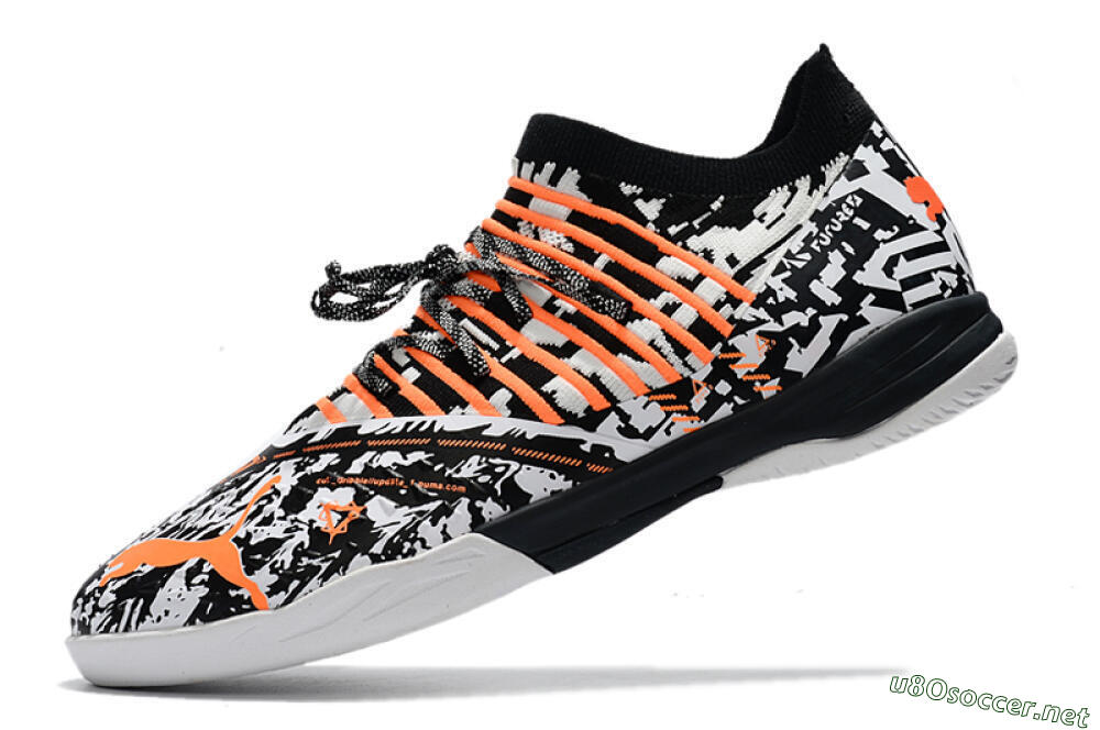 Men's Puma Future Z 1.3 Teazer IC Football Shoes - White/Black/Orange 5