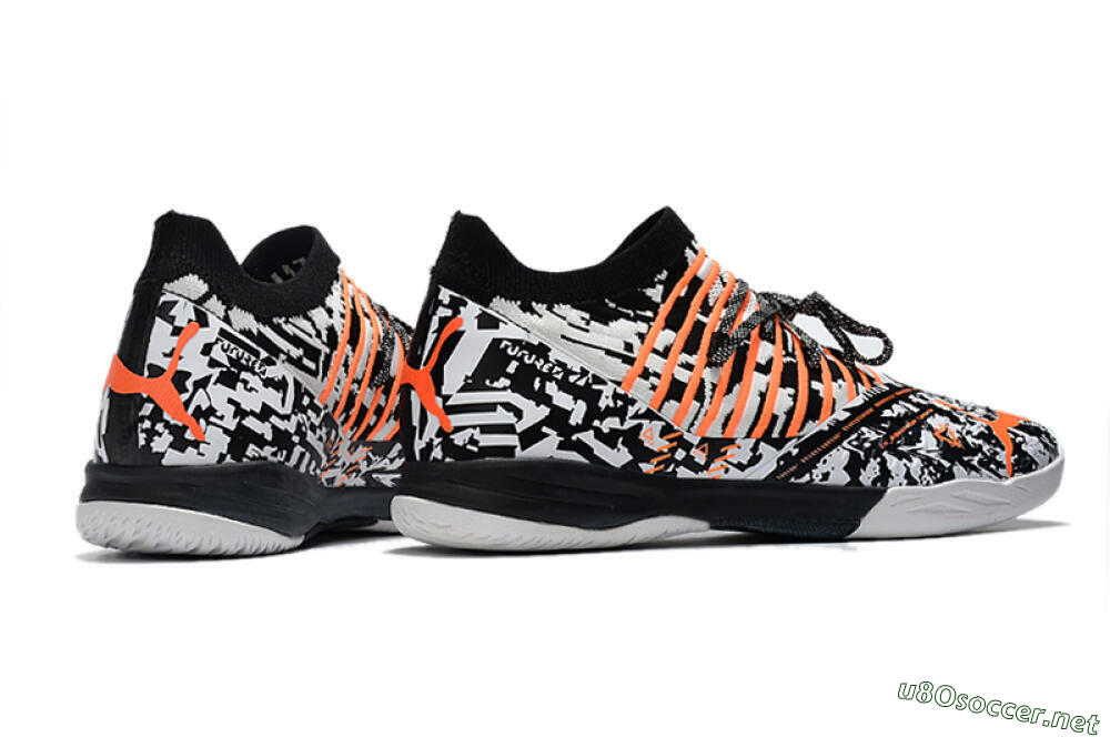 Men's Puma Future Z 1.3 Teazer IC Football Shoes - White/Black/Orange 6