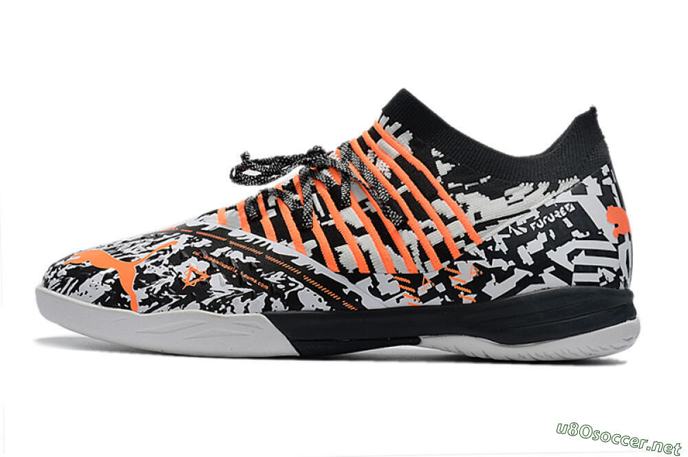 Men's Puma Future Z 1.3 Teazer IC Football Shoes - White/Black/Orange 0