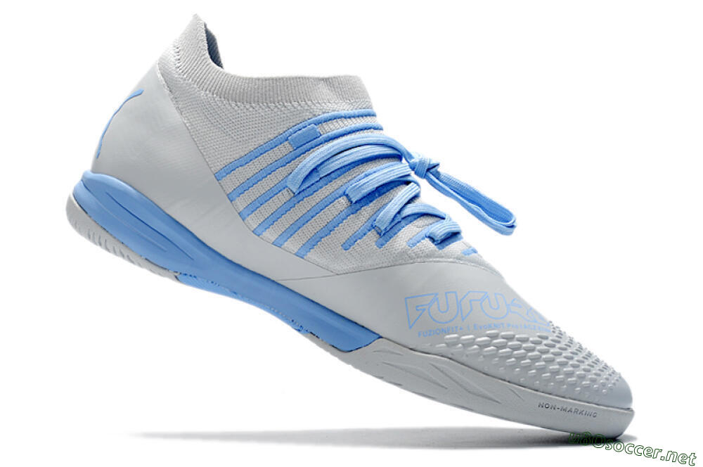 Men's Puma Future Z 1.3 Teazer IC Football Shoes - Silver/Blue 4