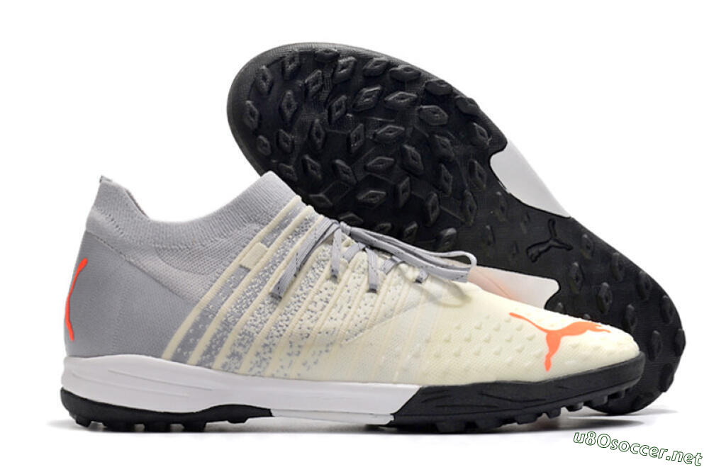 Men's Puma Future Z 1.3 Teazer TF Football Shoes - Beige/Grey/Orange 2