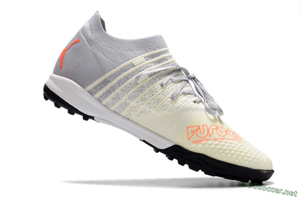 Men's Puma Future Z 1.3 Teazer TF Football Shoes - Beige/Grey/Orange 4