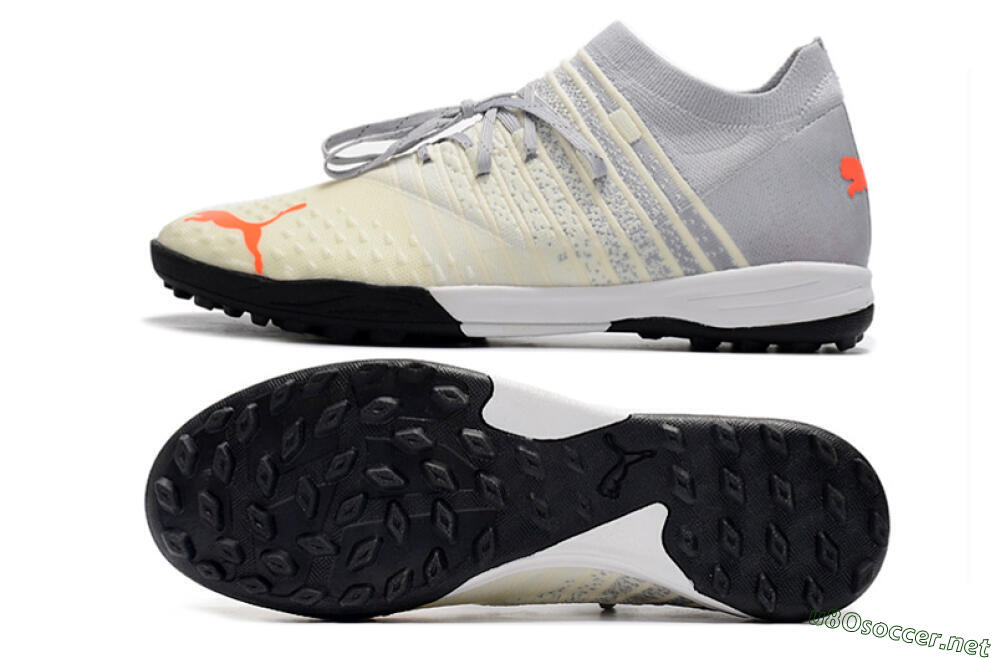 Men's Puma Future Z 1.3 Teazer TF Football Shoes - Beige/Grey/Orange 1