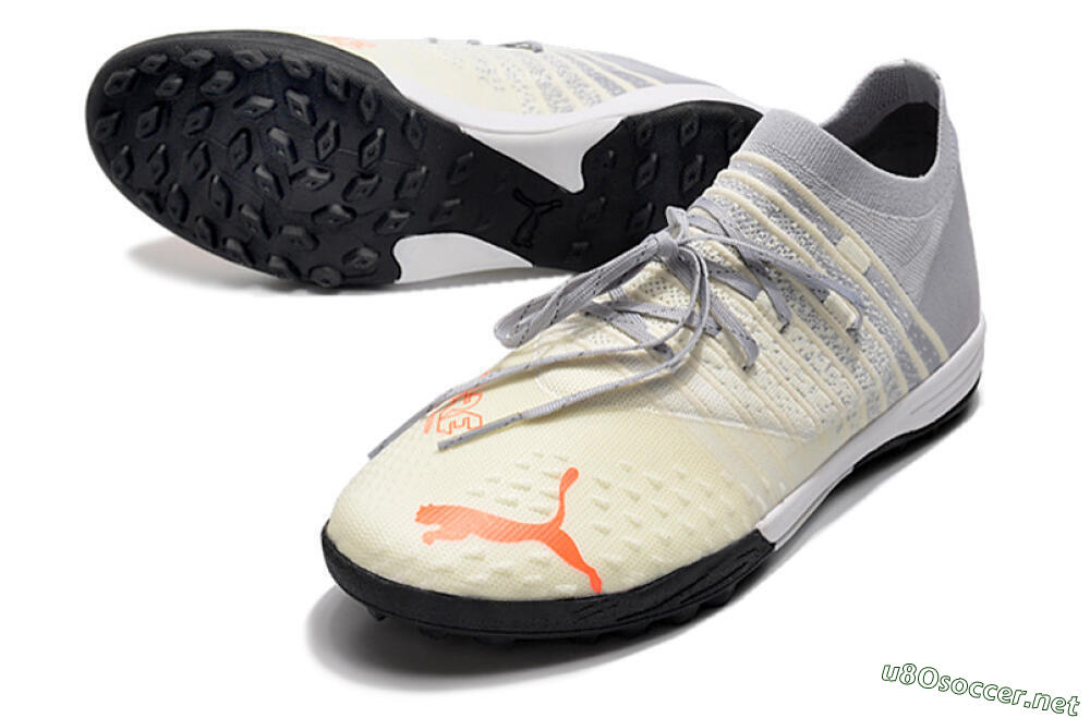 Men's Puma Future Z 1.3 Teazer TF Football Shoes - Beige/Grey/Orange 3