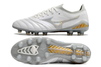 Men's Mizuno Morelia Neo 3 FG Football Boots - White/Silver/Yellow