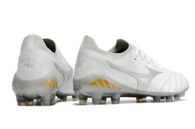 Men's Mizuno Morelia Neo 3 FG Football Boots - White/Silver/Yellow