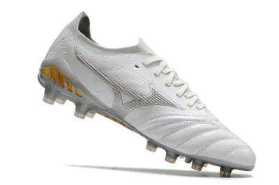 Men's Mizuno Morelia Neo 3 FG Football Boots - White/Silver/Yellow