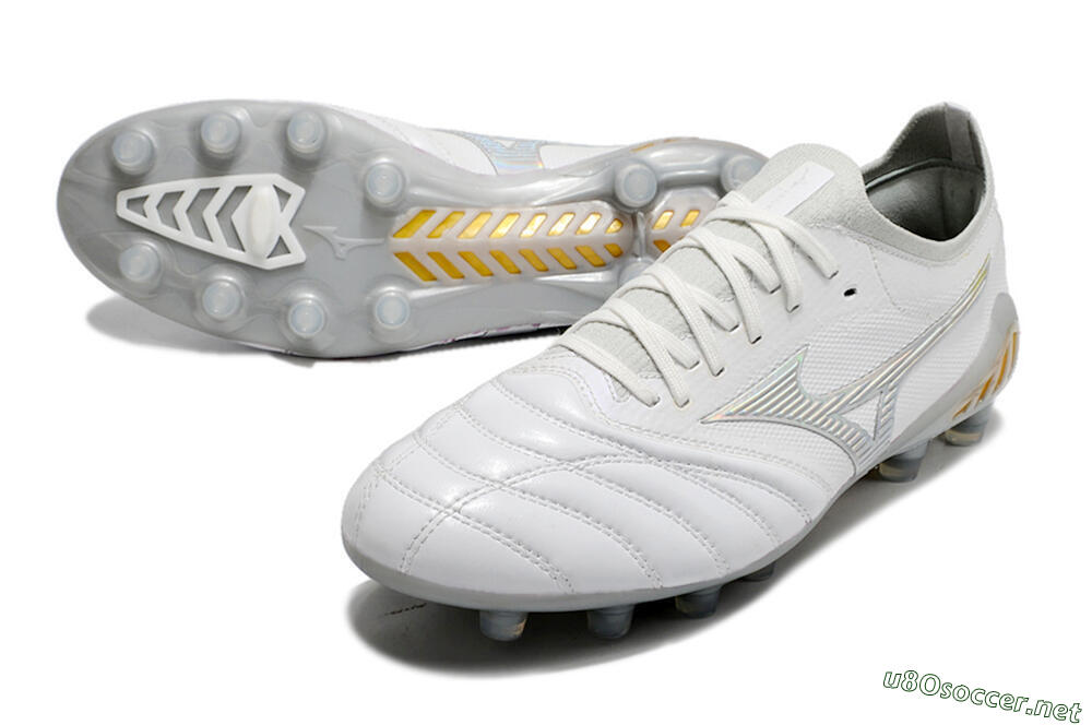 Men's Mizuno Morelia Neo 3 FG Football Boots - White/Silver/Yellow 3
