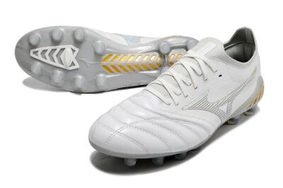Men's Mizuno Morelia Neo 3 FG Football Boots - White/Silver/Yellow