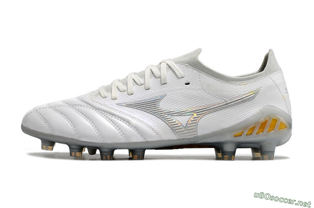 Men's Mizuno Morelia Neo 3 FG Football Boots - White/Silver/Yellow 0