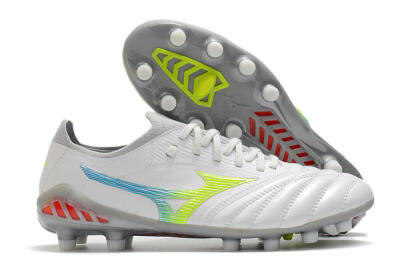 Men's Mizuno Morelia Neo 3 FG Football Boots - White/Rainbow/Silver