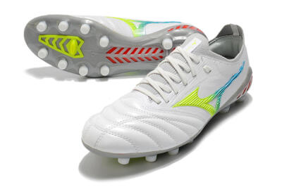 Men's Mizuno Morelia Neo 3 FG Football Boots - White/Rainbow/Silver