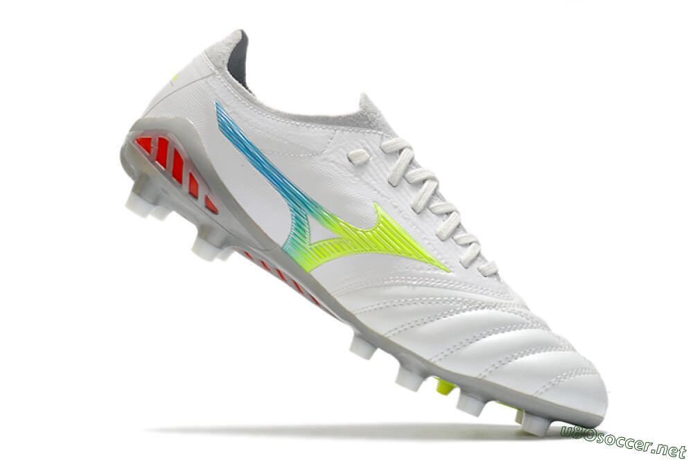 Men's Mizuno Morelia Neo 3 FG Football Boots - White/Rainbow/Silver 4