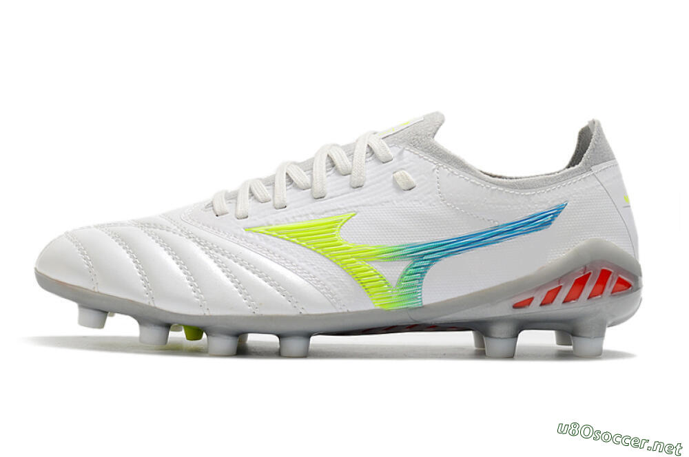 Men's Mizuno Morelia Neo 3 FG Football Boots - White/Rainbow/Silver 0