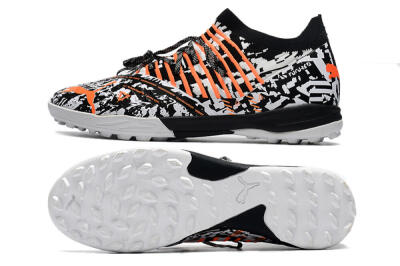 Men's Puma Future Z 1.3 Teazer TF Football Shoes - White/Black/Orange