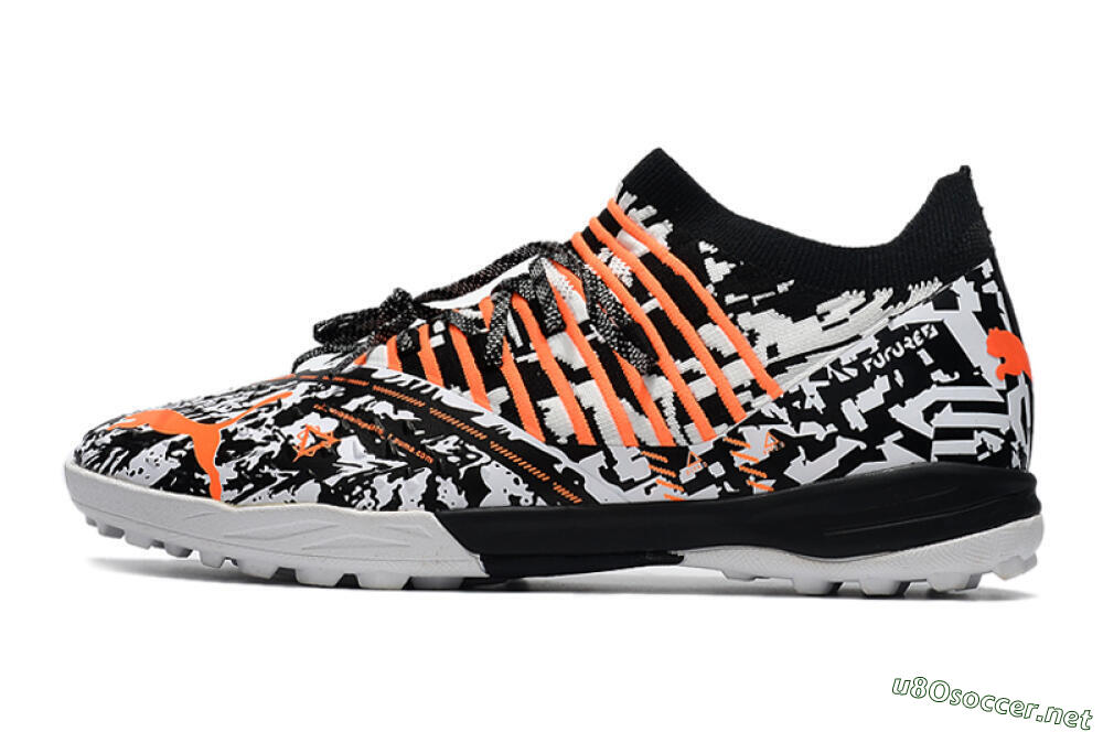 Men's Puma Future Z 1.3 Teazer TF Football Shoes - White/Black/Orange 0