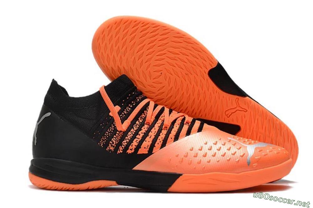 Men's Puma Future Z 1.3 Teazer IC Football Shoes - Orange/Black/Silver 2