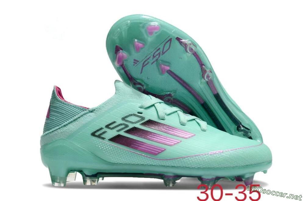 Kids Adidas F50 Elite FG Football Boots - Jade/Purple/Black 2