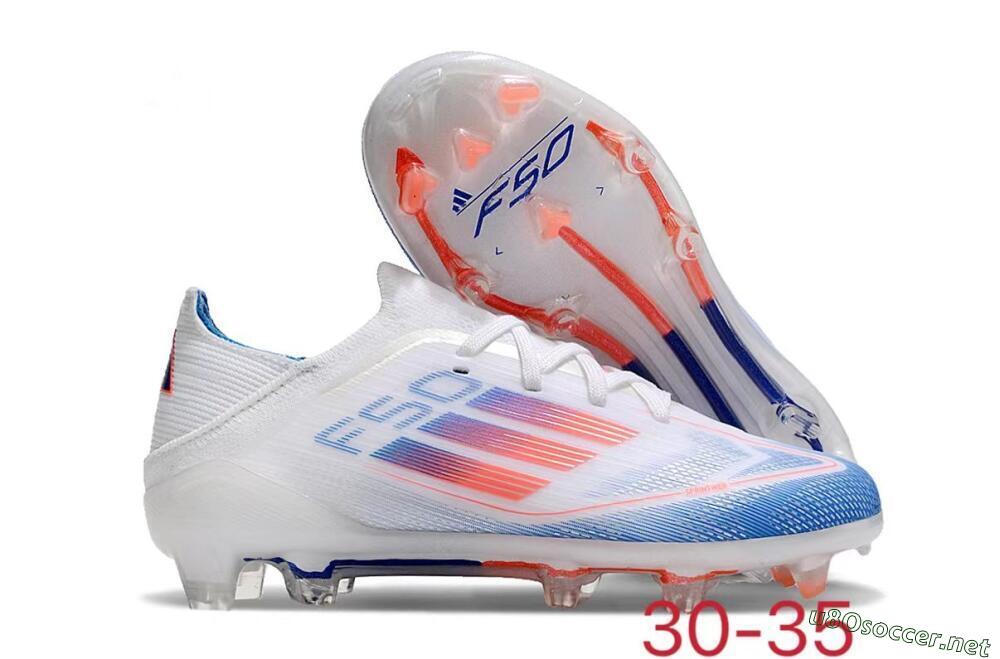 Kids Adidas F50 Elite FG Football Boots - White/Blue/Red 2