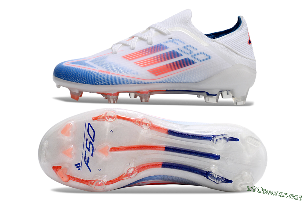Kids Adidas F50 Elite FG Football Boots - White/Blue/Red 1