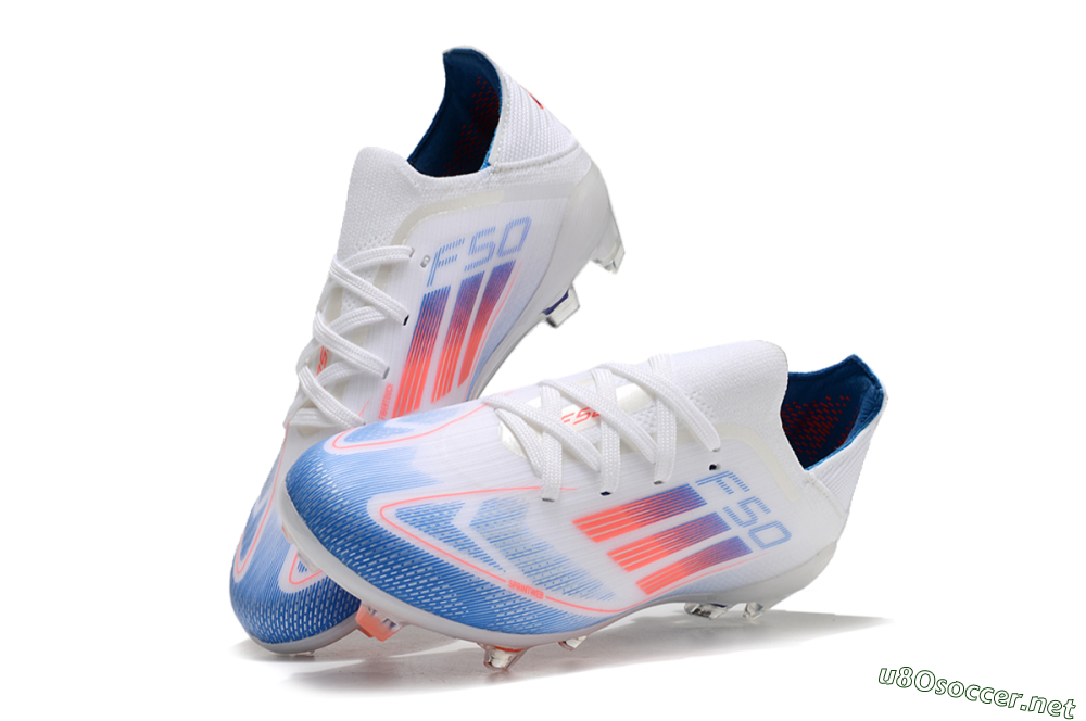 Kids Adidas F50 Elite FG Football Boots - White/Blue/Red 3