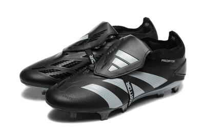 Men's Adidas Predator Elite Foldover Tongue FG Football Boots - Black/Silver/White