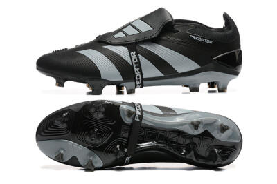 Men's Adidas Predator Elite Foldover Tongue FG Football Boots - Black/Silver/White