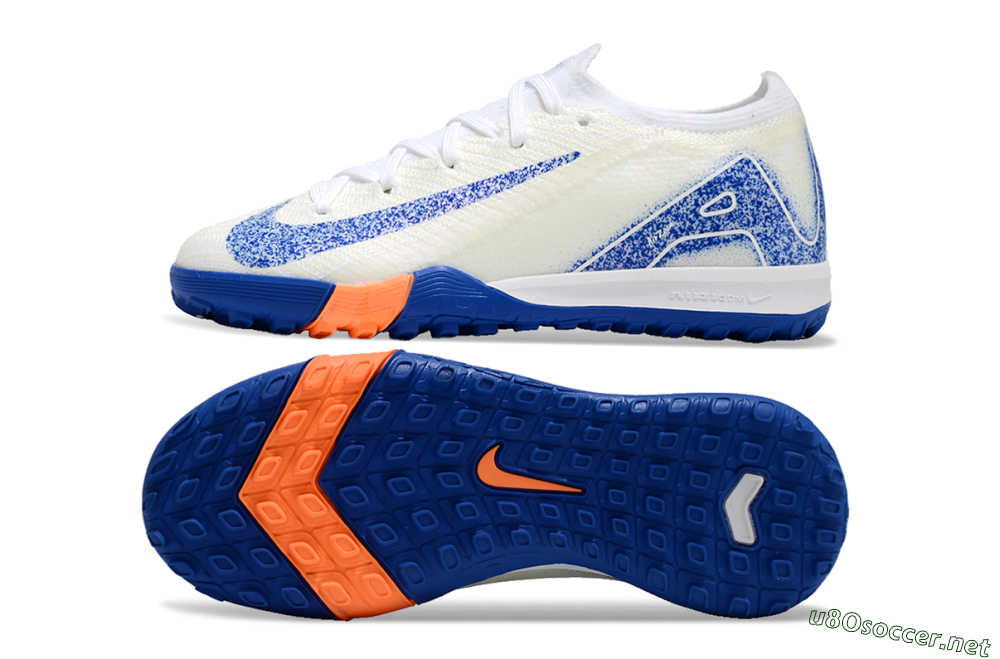 Kids Kids Nike Air Zoom Mercurial Vapor 16 Elite TF Football Shoes - Beige/Blue/White 1