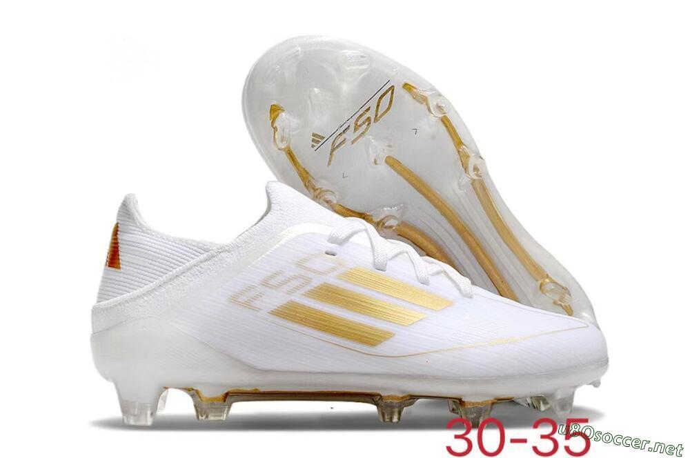 Kids Kids Adidas F50 Elite FG Football Boots - White/Gold/Red 2