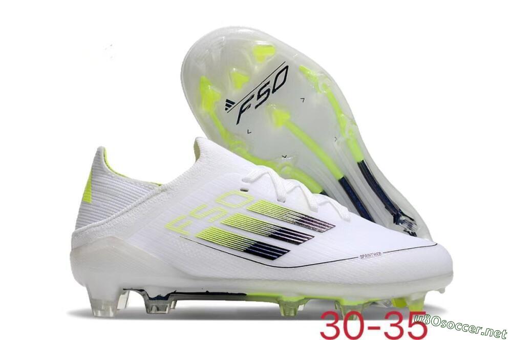 Kids Kids Adidas F50 Elite FG Football Boots - White/Blue/Yellow 2