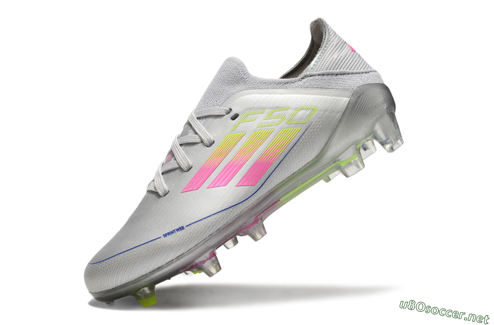 Kids Kids Adidas F50 Elite FG Football Boots - Silver/Pink/Yellow 5