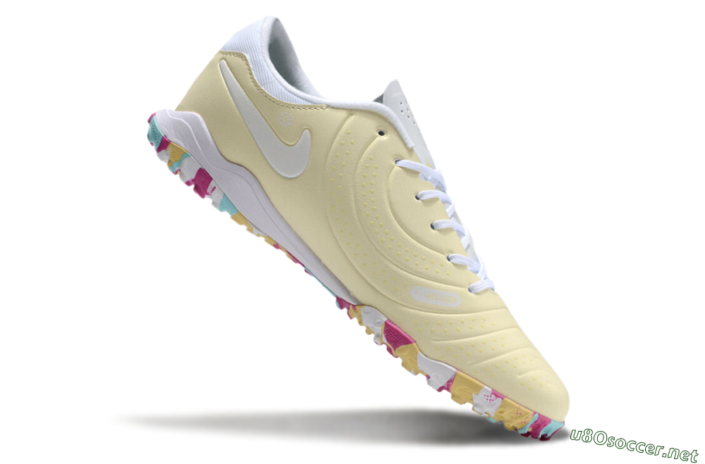 Men's Nike Tiempo Legend 10 Pro TF Football Shoes - Beige/White/Rainbow 4