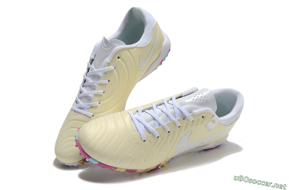 Men's Nike Tiempo Legend 10 Pro TF Football Shoes - Beige/White/Rainbow 3