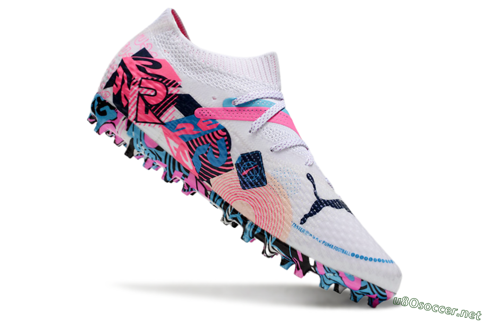 Unisex Puma Future Ultimate MG Football Boots - White/Blue/Pink 4
